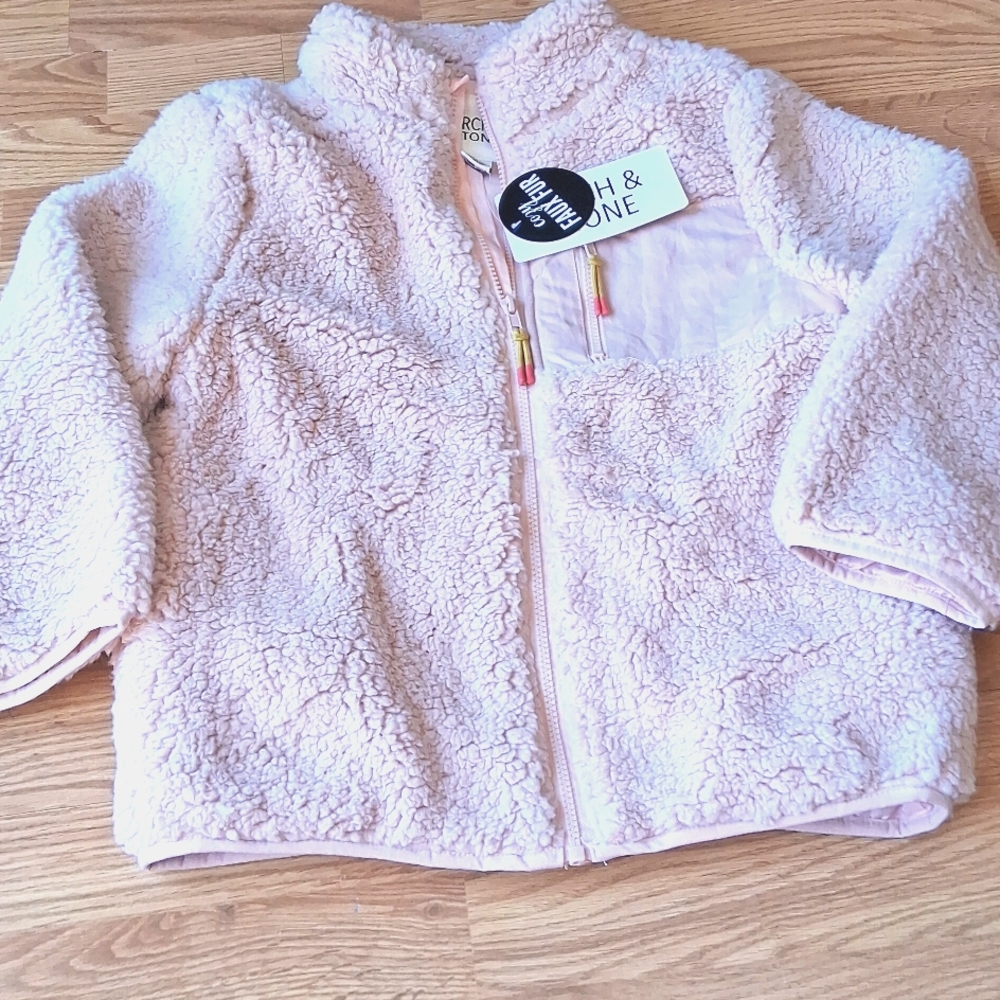 NWT Girls Fuzzy, Faux Fur Hoodie Style Jacket  By BIRCH & Stone, Sz 10